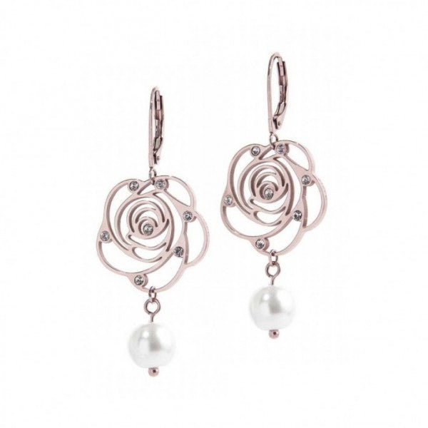 15or021r Orecchini con rosa pendente