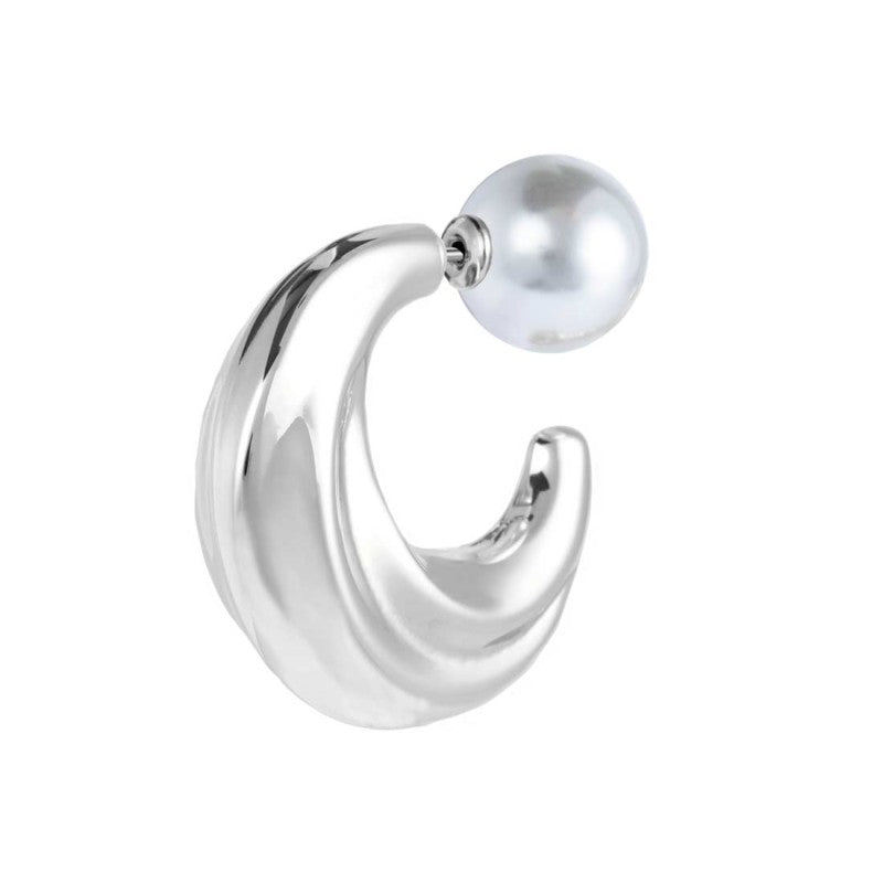 Orecchino a lobo a cerchietto aperto bombato 2,9cm con chiusura perla