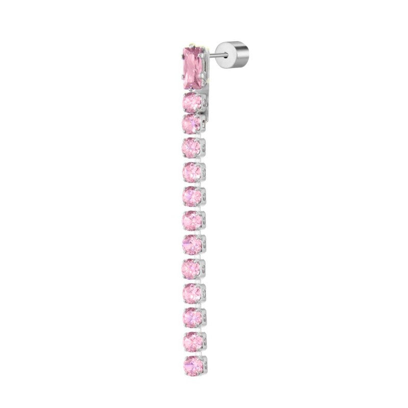 Orecchino a lobo catena tennis con zirconi baguette