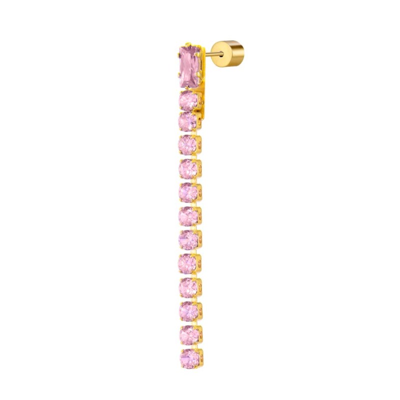 Orecchino a lobo catena tennis con zirconi baguette