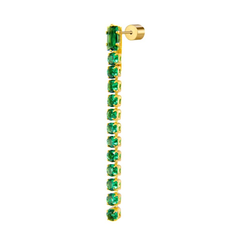 Orecchino a lobo catena tennis con zirconi baguette