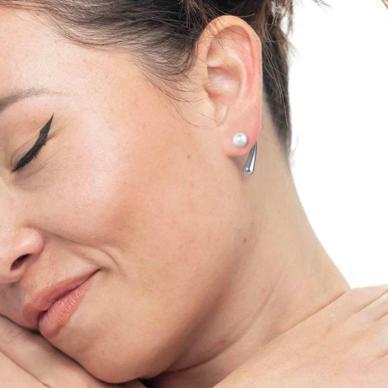 Orecchino a lobo goccia 2,2 cm con chiusura perla