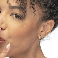 Orecchino ovale 1,8 cm trama diamantata