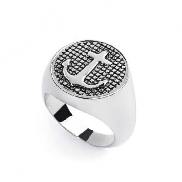 PIASTRINA TONDA CON ANCORA PER ANELLO CHANGY - Gioielleria Fondente