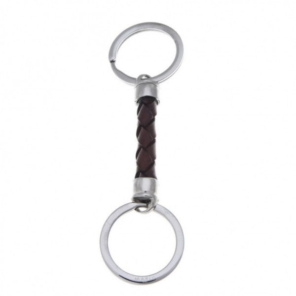 Portachiavi In Pelle Marrone Intrecciata - Gioielleria Fondente