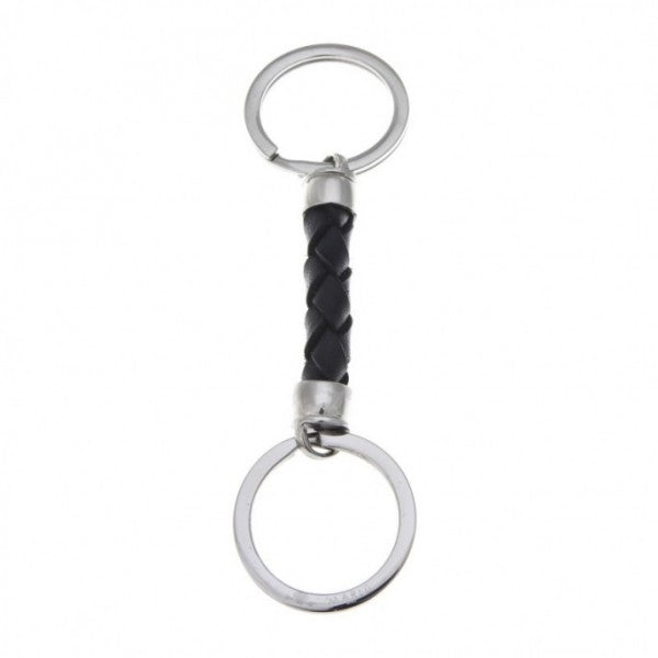 Portachiavi In Pelle Nera Intrecciata - Gioielleria Fondente